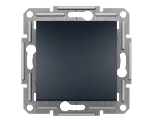 Вимикач 3-клавішний Schneider Electric EPH2100171 Asfora, антрацит, пластик, без підсвітки та індикації, для врізного монтажу