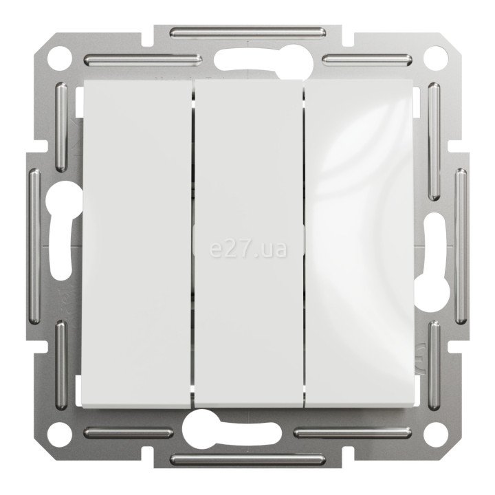 Вимикач 3-клавішний Schneider Electric EPH2170121 Asfora, 10A, білий, пластик, ip20, 3 клавіші, без підсвітки та індикації, для врізного монтажу · Schneider Electric · schneider-electric-eph2170121