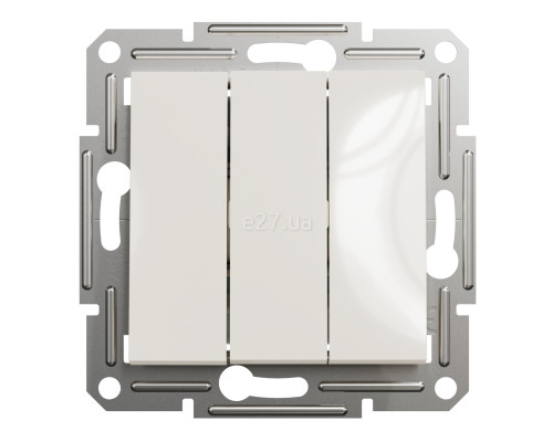 Вимикач 3-клавішний Schneider Electric EPH2170123 Asfora, 10A, кремовий, пластик, ip20, 3 клавіші, без підсвітки та індикації, для врізного монтажу