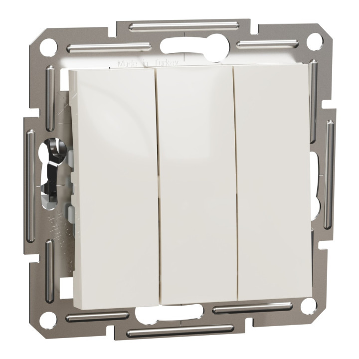 Вимикач 3-клавішний Schneider Electric EPH2170123 Asfora, 10A, кремовий, пластик, ip20, 3 клавіші, без підсвітки та індикації, для врізного монтажу · Schneider Electric · schneider-electric-eph2170123