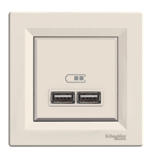 Розетка USB Schneider Electric EPH2700223 Asfora, кремовий, пластик, для врізного монтажу