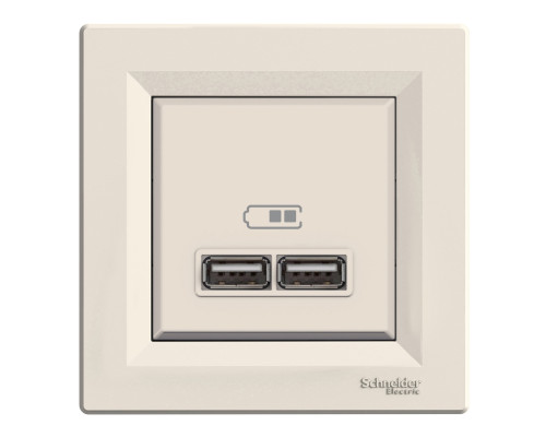 Розетка USB Schneider Electric EPH2700223 Asfora, кремовий, пластик, для врізного монтажу