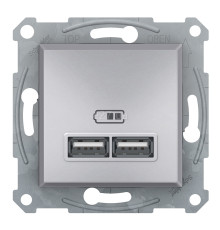 Розетка USB Schneider Electric EPH2700261 Asfora, алюміній, пластик, для врізного монтажу