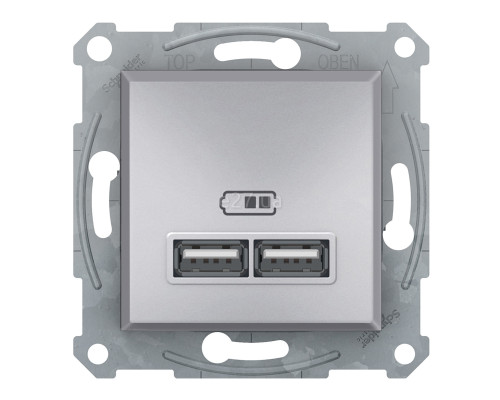 Розетка USB Schneider Electric EPH2700261 Asfora, алюміній, пластик, для врізного монтажу