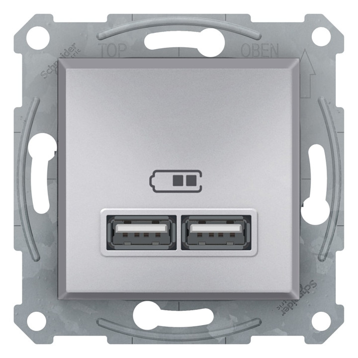 Розетка USB Schneider Electric EPH2700261 Asfora, алюміній, пластик, для врізного монтажу · Schneider Electric · schneider-electric-eph2700261