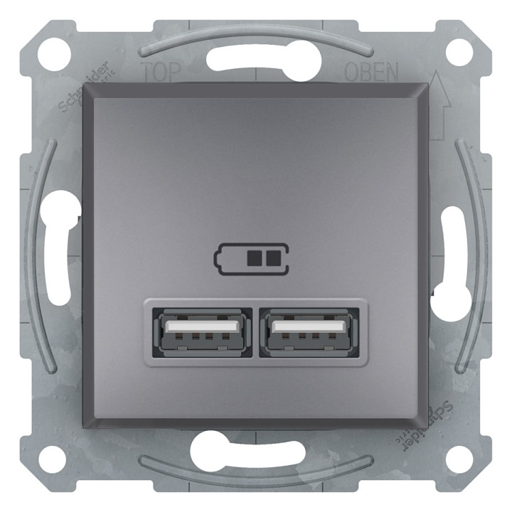 Розетка USB Schneider Electric EPH2700262 Asfora, сталь, пластик, для врізного монтажу · Schneider Electric · schneider-electric-eph2700262
