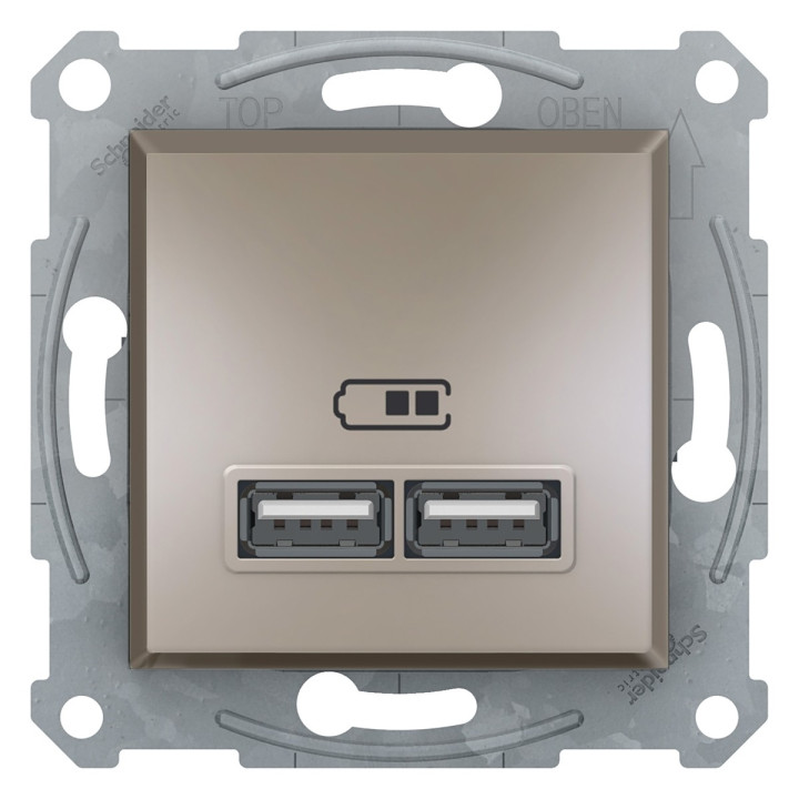 Розетка USB Schneider Electric EPH2700269 Asfora, бронза, пластик, для врізного монтажу · Schneider Electric · schneider-electric-eph2700269