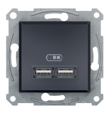 Розетка USB Schneider Electric EPH2700271 Asfora, антрацит, пластик, для врізного монтажу