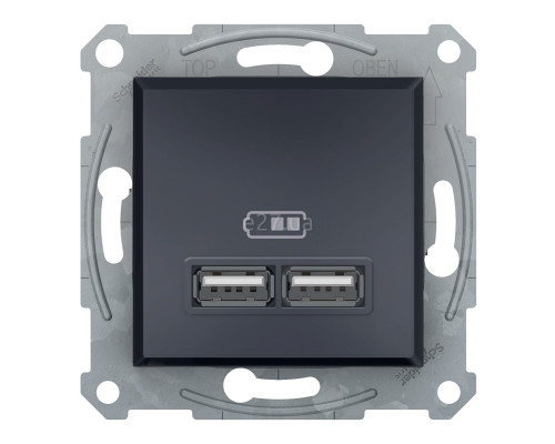 Розетка USB Schneider Electric EPH2700271 Asfora, антрацит, пластик, для врізного монтажу