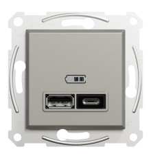 Розетка USB Schneider Electric EPH2700369 Asfora А+С 2,4 А, бронза, пластик, ip20, для врізного монтажу