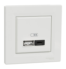 Розетка USB Schneider Electric EPH2700421 Asfora, 3A, білий, пластик, ip20, для врізного монтажу