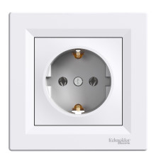 Розетка 220В Schneider Electric EPH2900121 Asfora, білий, пластик, із заземленням, Schuko, без захисної кришки, без шторок, для врізного монтажу
