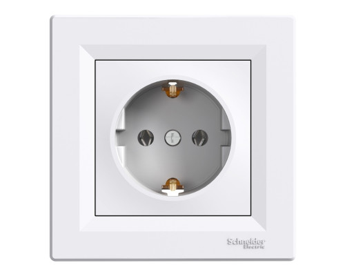 Розетка 220В Schneider Electric EPH2900121 Asfora, білий, пластик, із заземленням, Schuko, без захисної кришки, без шторок, для врізного монтажу