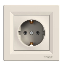 Розетка 220В Schneider Electric EPH2900123 Asfora, кремовий, пластик, із заземленням, Schuko, без захисної кришки, без шторок, для врізного монтажу