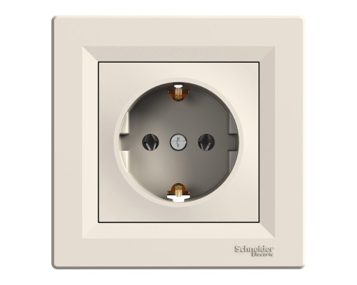 Розетка 220В Schneider Electric EPH2900123 Asfora, кремовий, пластик, із заземленням, Schuko, без захисної кришки, без шторок, для врізного монтажу