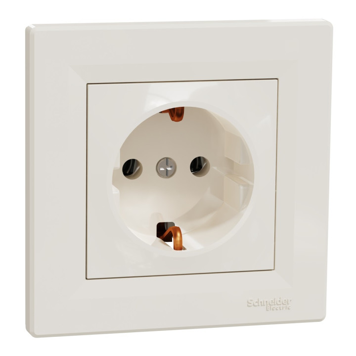 Розетка 220В Schneider Electric EPH2900123 Asfora, кремовий, пластик, із заземленням, Schuko, без захисної кришки, без шторок, для врізного монтажу · Schneider Electric · schneider-electric-eph2900123