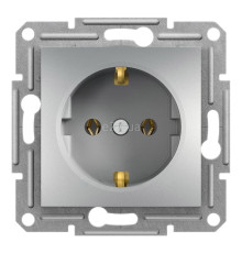 Розетка 220В Schneider Electric EPH2900161 Asfora, алюміній, пластик, із заземленням, Schuko, без захисної кришки, без шторок, для врізного монтажу