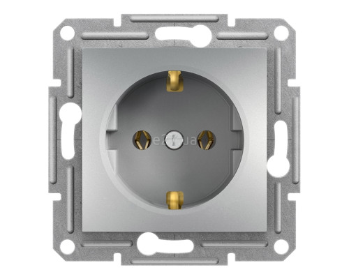 Розетка 220В Schneider Electric EPH2900161 Asfora, алюміній, пластик, із заземленням, Schuko, без захисної кришки, без шторок, для врізного монтажу
