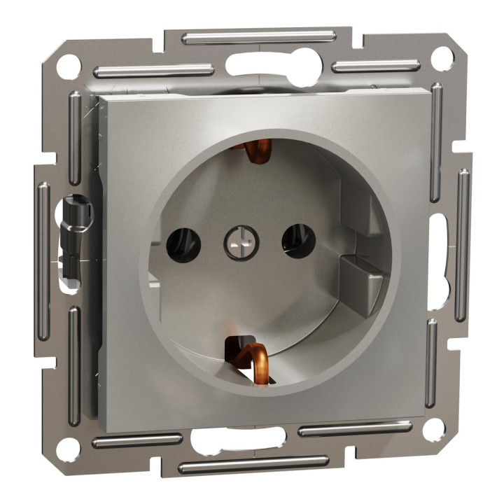 Розетка 220В Schneider Electric EPH2900169 Asfora, бронза, пластик, із заземленням, Schuko, без захисної кришки, без шторок, для врізного монтажу · Schneider Electric · schneider-electric-eph2900169