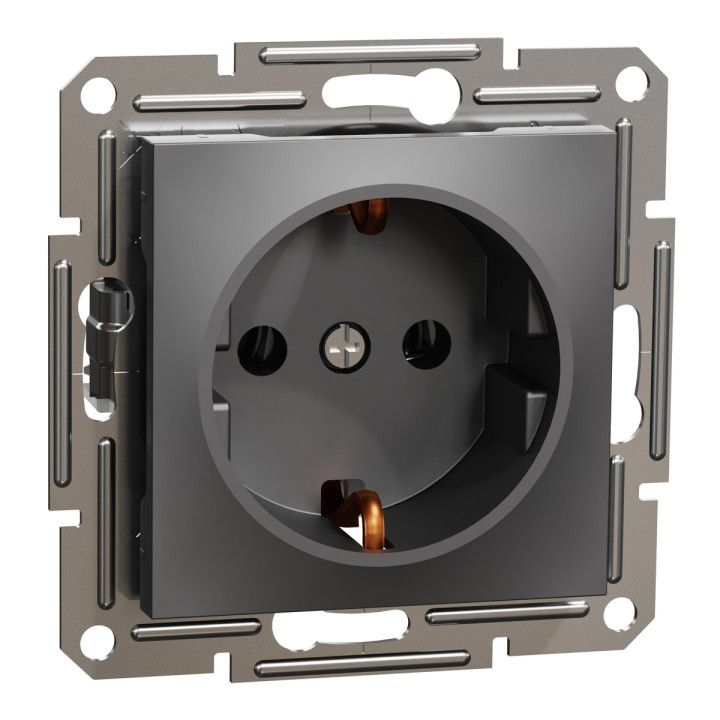 Розетка 220В Schneider Electric EPH2900171 Asfora, антрацит, пластик, із заземленням, Schuko, без захисної кришки, без шторок, для врізного монтажу · Schneider Electric · schneider-electric-eph2900171