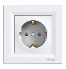 Розетка 220В Schneider Electric EPH2900221 Asfora, білий, пластик, із заземленням, Schuko, без захисної кришки, зі шторками, для врізного монтажу
