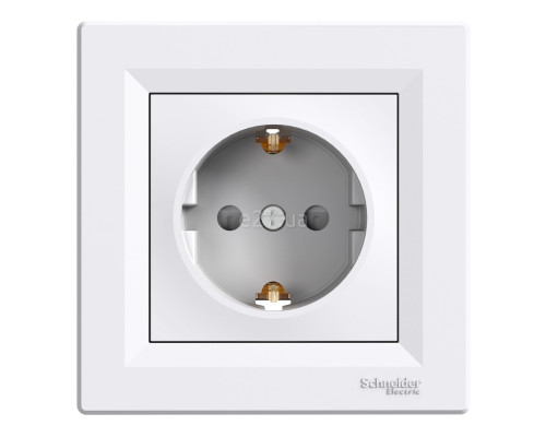 Розетка 220В Schneider Electric EPH2900221 Asfora, білий, пластик, із заземленням, Schuko, без захисної кришки, зі шторками, для врізного монтажу