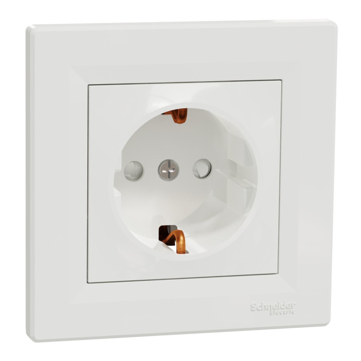 Розетка 220В Schneider Electric EPH2900221 Asfora, білий, пластик, із заземленням, Schuko, без захисної кришки, зі шторками, для врізного монтажу · Schneider Electric · schneider-electric-eph2900221