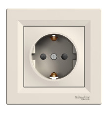 Розетка 220В Schneider Electric EPH2900223 Asfora, кремовий, пластик, із заземленням, Schuko, без захисної кришки, зі шторками, для врізного монтажу