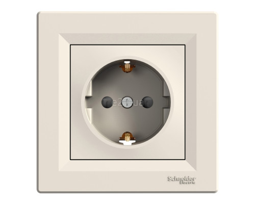 Розетка 220В Schneider Electric EPH2900223 Asfora, кремовий, пластик, із заземленням, Schuko, без захисної кришки, зі шторками, для врізного монтажу