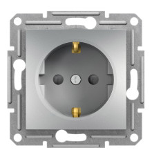 Розетка 220В Schneider Electric EPH2900261 Asfora, алюміній, пластик, із заземленням, Schuko, без захисної кришки, зі шторками, для врізного монтажу