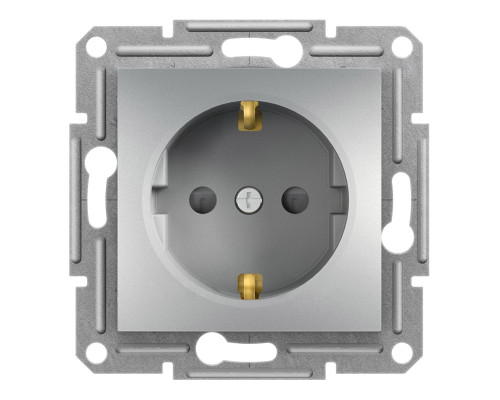 Розетка 220В Schneider Electric EPH2900261 Asfora, алюміній, пластик, із заземленням, Schuko, без захисної кришки, зі шторками, для врізного монтажу