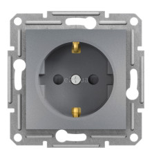 Розетка 220В Schneider Electric EPH2900262 Asfora, сталь, пластик, із заземленням, Schuko, без захисної кришки, зі шторками, для врізного монтажу