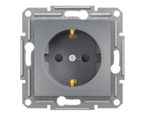 Розетка 220В Schneider Electric EPH2900262 Asfora, сталь, пластик, із заземленням, Schuko, без захисної кришки, зі шторками, для врізного монтажу