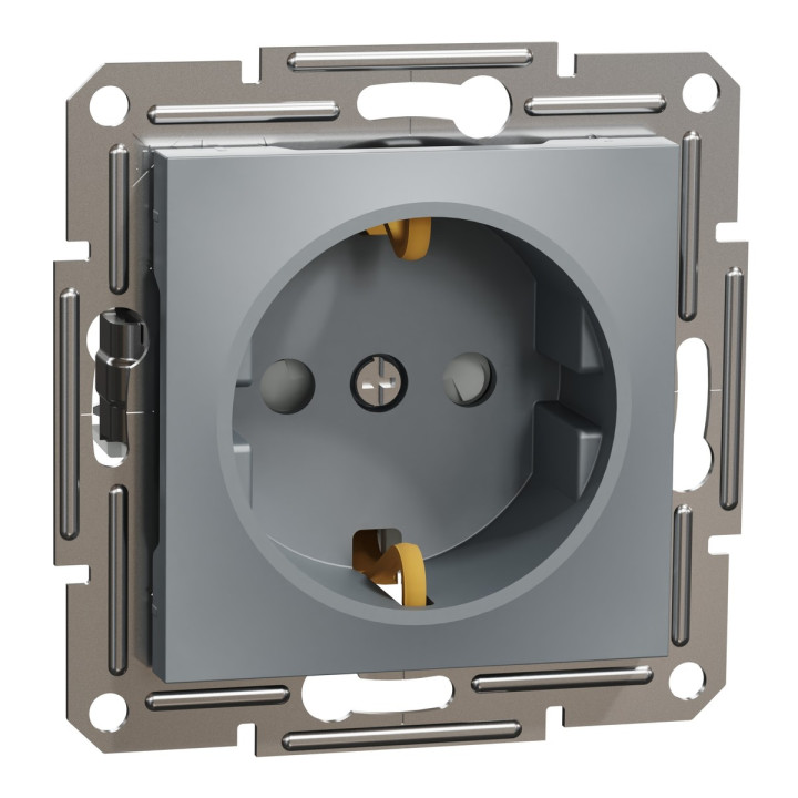 Розетка 220В Schneider Electric EPH2900262 Asfora, сталь, пластик, із заземленням, Schuko, без захисної кришки, зі шторками, для врізного монтажу · Schneider Electric · schneider-electric-eph2900262