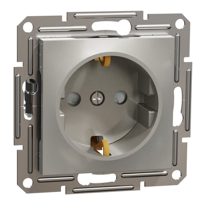Розетка 220В Schneider Electric EPH2900269 Asfora, бронза, пластик, із заземленням, Schuko, без захисної кришки, зі шторками, для врізного монтажу · Schneider Electric · schneider-electric-eph2900269
