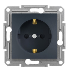 Розетка 220В Schneider Electric EPH2900271 Asfora, антрацит, пластик, із заземленням, Schuko, без захисної кришки, зі шторками, для врізного монтажу