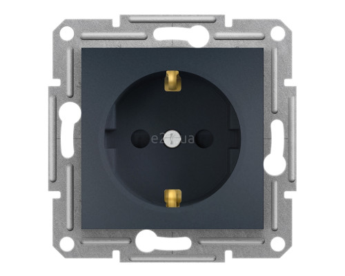 Розетка 220В Schneider Electric EPH2900271 Asfora, антрацит, пластик, із заземленням, Schuko, без захисної кришки, зі шторками, для врізного монтажу