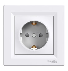 Розетка 220В Schneider Electric EPH2920221 Asfora набір з 5 шт., білий, пластик, із заземленням, Schuko, без захисної кришки, зі шторками, для врізного монтажу