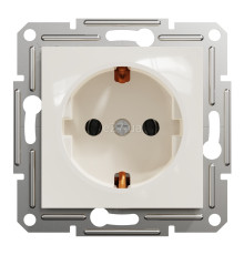 Розетка 220В Schneider Electric EPH2970123 Asfora, 16A, кремовий, пластик, із заземленням, Schuko, ip20, без захисної кришки, без шторок, для врізного монтажу