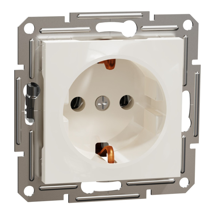 Розетка 220В Schneider Electric EPH2970123 Asfora, 16A, кремовий, пластик, із заземленням, Schuko, ip20, без захисної кришки, без шторок, для врізного монтажу · Schneider Electric · schneider-electric-eph2970123