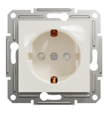 Розетка 220В Schneider Electric EPH2970223 Asfora, 16A, кремовий, пластик, із заземленням, Schuko, ip20, без захисної кришки, зі шторками, для врізного монтажу