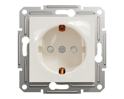 Розетка 220В Schneider Electric EPH2970223 Asfora, 16A, кремовий, пластик, із заземленням, Schuko, ip20, без захисної кришки, зі шторками, для врізного монтажу