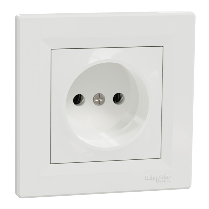 Розетка 220В Schneider Electric EPH3000121 Asfora, білий, пластик, без заземлення, без захисної кришки, без шторок, для врізного монтажу · Schneider Electric · schneider-electric-eph3000121