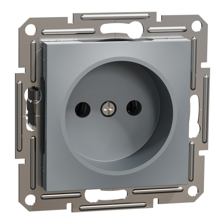 Розетка 220В Schneider Electric EPH3000162 Asfora, сталь, пластик, без заземлення, без захисної кришки, без шторок, для врізного монтажу · Schneider Electric · schneider-electric-eph3000162