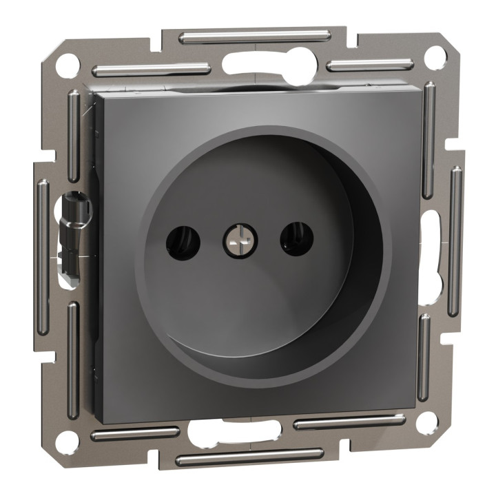 Розетка 220В Schneider Electric EPH3000171 Asfora, антрацит, пластик, без заземлення, без захисної кришки, без шторок, для врізного монтажу · Schneider Electric · schneider-electric-eph3000171