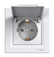 Розетка 220В Schneider Electric EPH3100121 Asfora, білий, пластик, із заземленням, Schuko, із захисною кришкою, без шторок, для врізного монтажу