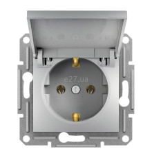 Розетка 220В Schneider Electric EPH3100161 Asfora, алюміній, пластик, із заземленням, Schuko, із захисною кришкою, без шторок, для врізного монтажу