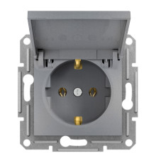 Розетка 220В Schneider Electric EPH3100162 Asfora, сталь, пластик, із заземленням, Schuko, із захисною кришкою, без шторок, для врізного монтажу