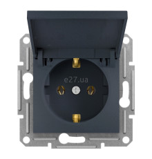 Розетка 220В Schneider Electric EPH3100171 Asfora, антрацит, пластик, із заземленням, Schuko, із захисною кришкою, без шторок, для врізного монтажу