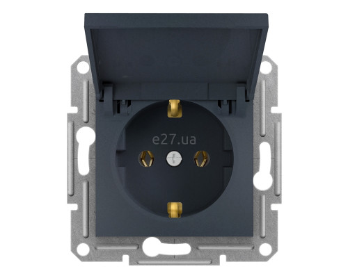 Розетка 220В Schneider Electric EPH3100171 Asfora, антрацит, пластик, із заземленням, Schuko, із захисною кришкою, без шторок, для врізного монтажу